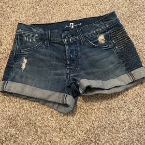 Studded denim shorts